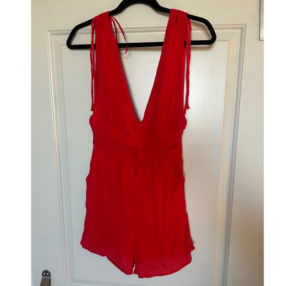 Red romper with built in shorts and pockets!